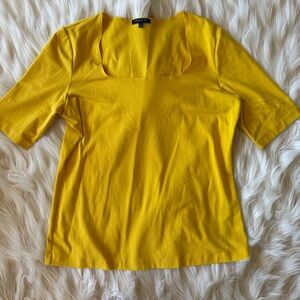 Lafayette 148 New York Yellow Fitted Short Sleeve Blouse